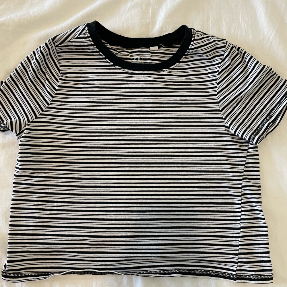 Pascun black and white striped top